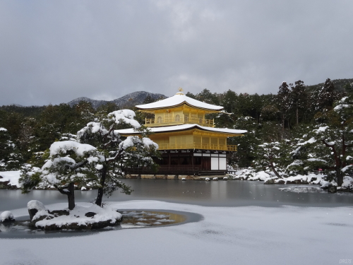 冬の金閣寺の雪景色